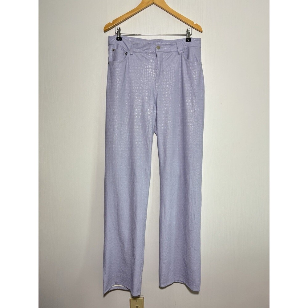 Naked Wardrobe Pants Womens XL Purple Lavender Croc Faux Leather Straight New